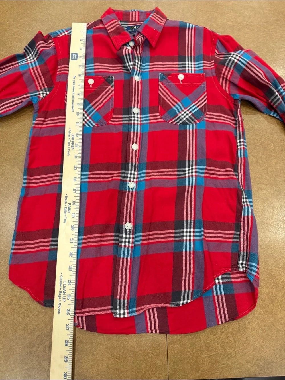 Polo by Ralph Lauren Red, Blue and Black Plaid 100% Cotton Button-Down Shirt S